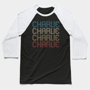 Vintage Charlie First Given Name Pride Retro Pattern Baseball T-Shirt